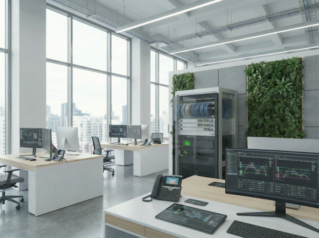 Intelligent vernetztes Büro. Informationstechnik und Elektrotechnik von Geiger Smart Solutions.
