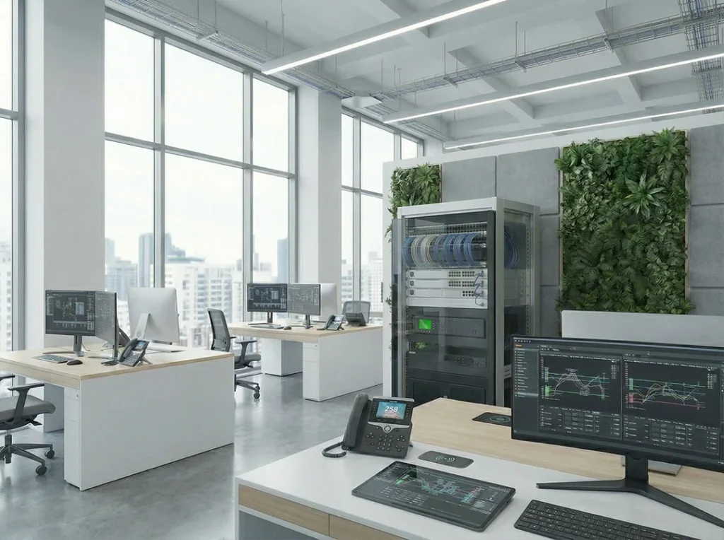 Intelligent vernetztes Büro. Informationstechnik und Elektrotechnik von Geiger Smart Solutions.